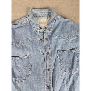 Silver Tab Levi Strauss Denim Western Shirt Womens XL Light Wash Button Up